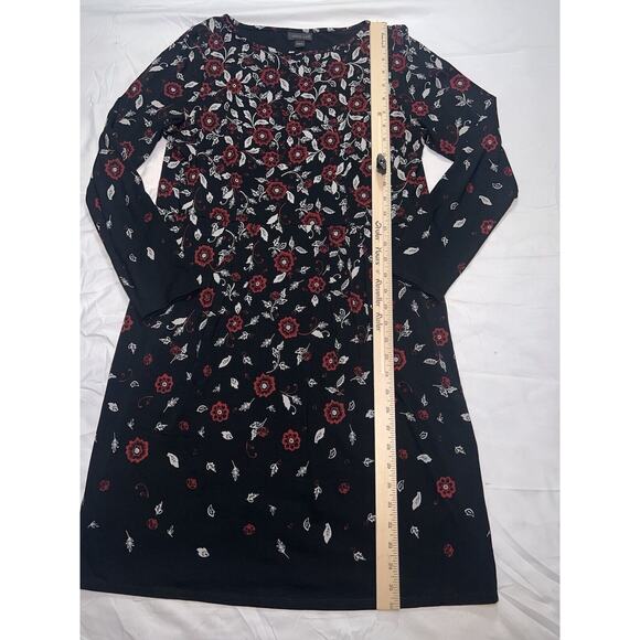 J. Jill Wearever Dress Size Small Black Red Floral Boat Neck Long-Sleeved 139041 - Picture 7 of 16